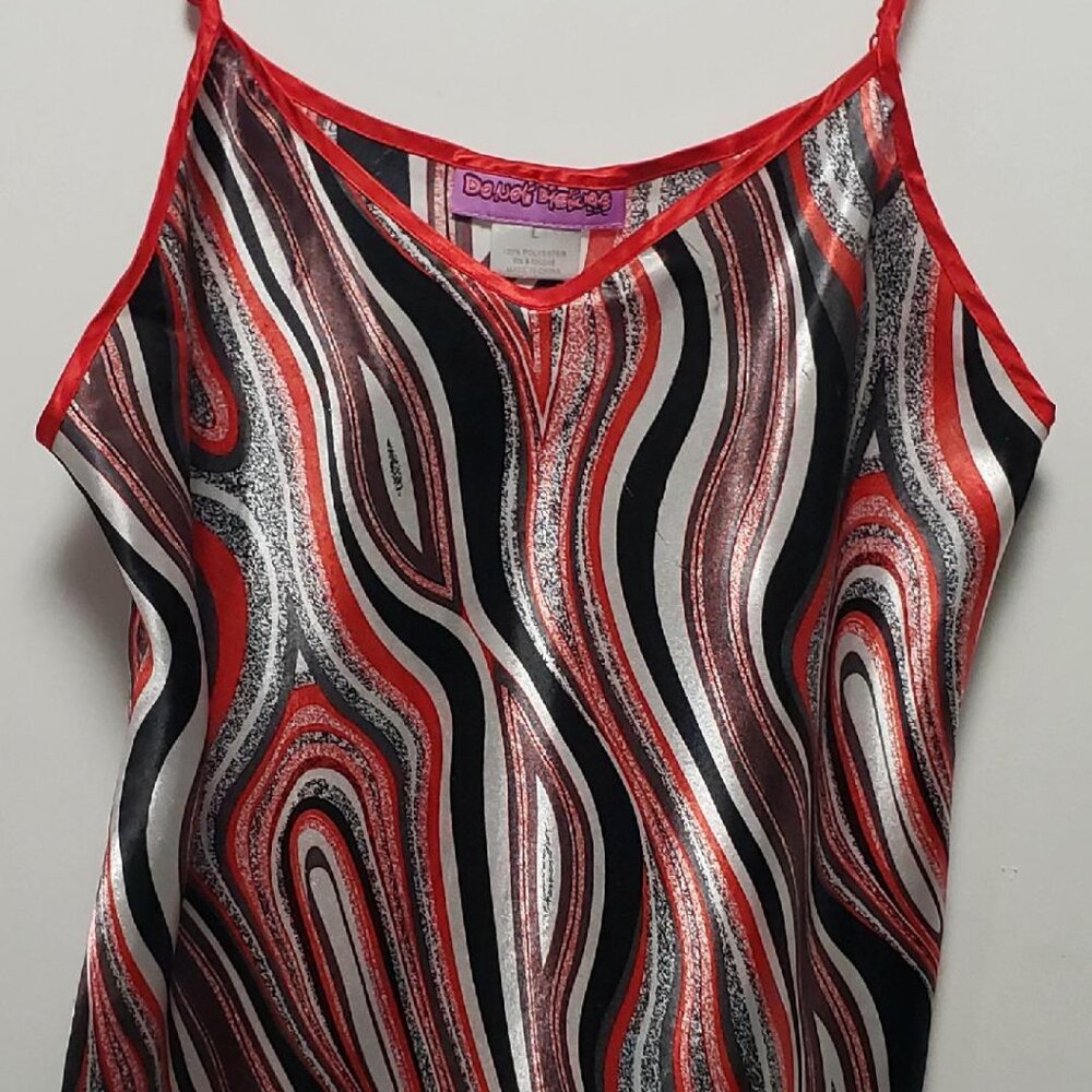 DO NOT DISTURB RED BLACK GRAY ABSTRACT CAMISOLE SIZE LARGE